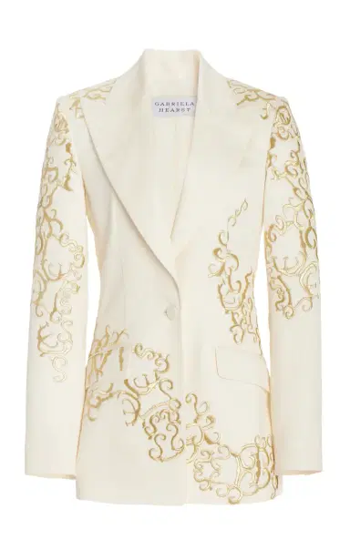 Gabriela Hearst Leiva Embroidered Blazer in Textured Linen | Thumbnail 1