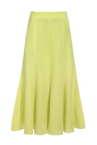 Gabriela Hearst Tate Skirt in Fluorescent Yellow Aloe Linen | Thumbnail 1 Gabriela Hearst Tate Skirt in Fluorescent Yellow Aloe Linen | Thumbnail 1