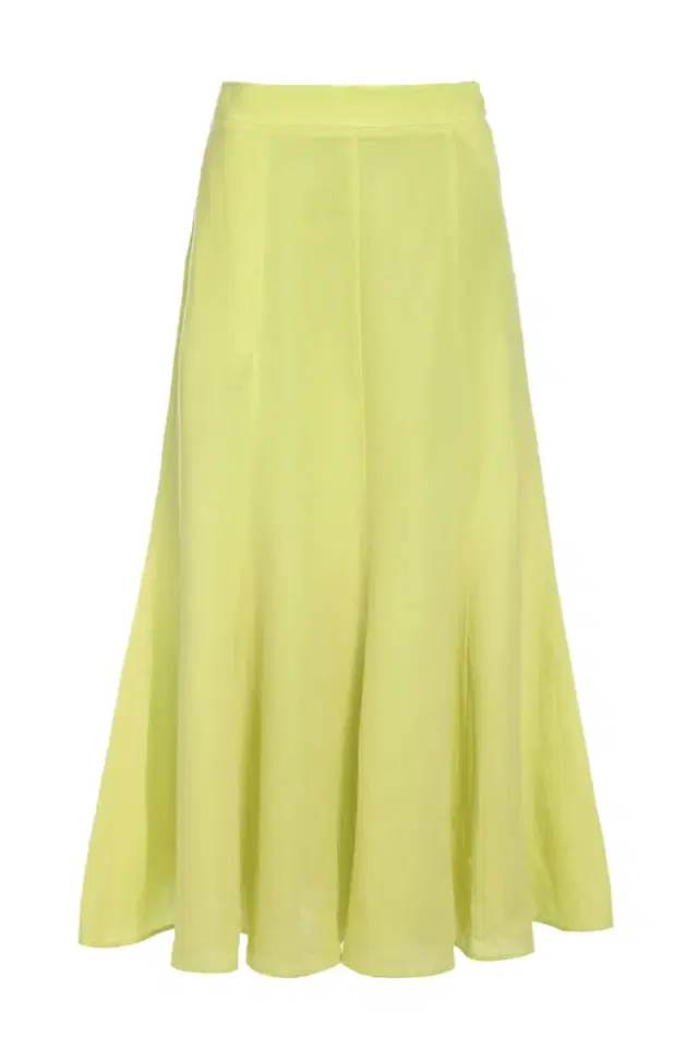 Tate Skirt in Fluorescent Yellow Aloe Linen