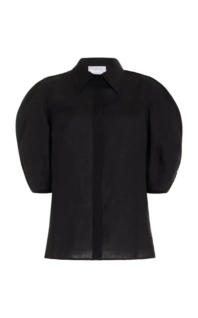 Sansi Top in Black Aloe Linen
