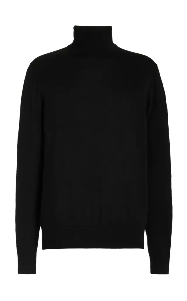 Jermaine Knit Turtleneck in Black Merino Wool