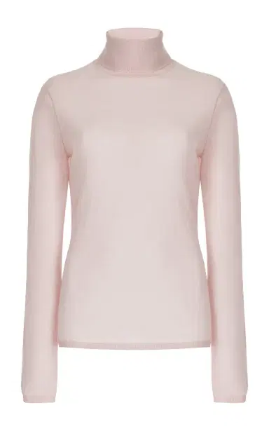 GABRIELA HEARST Costa Knit Turtleneck in Blush Cashmere Silk | Thumbnail 1 GABRIELA HEARST Costa Knit Turtleneck in Blush Cashmere Silk | Thumbnail 1