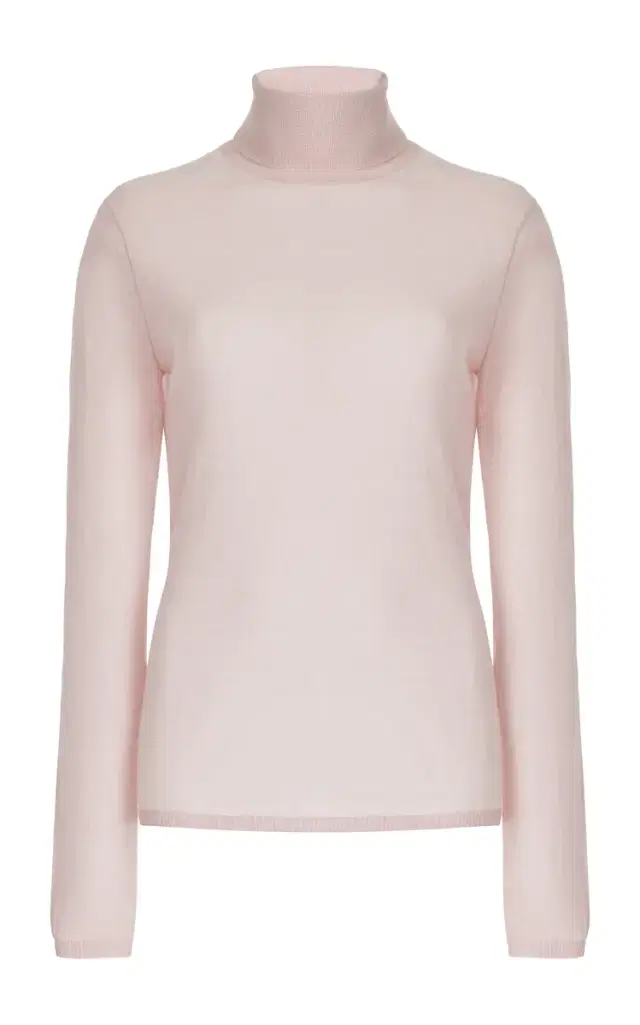 Costa Knit Turtleneck in Blush Cashmere Silk