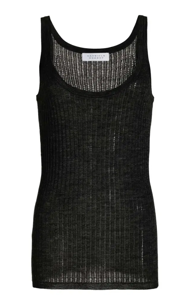 Nevin Pointelle Knit Tank Top in Black Cashmere Silk Nevin Pointelle Knit Tank Top in Black Cashmere Silk