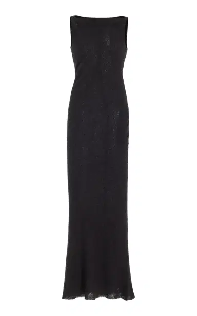 GABRIELA HEARST Seren Dress in Black Silk Cashgora Boucle Gauze | Thumbnail 1 GABRIELA HEARST Seren Dress in Black Silk Cashgora Boucle Gauze | Thumbnail 1
