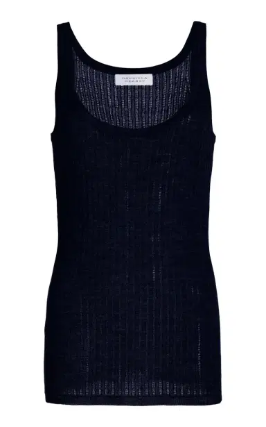GABRIELA HEARST Nevin Pointelle Knit Tank Top in Dark Navy Cashmere Silk | Thumbnail 1 GABRIELA HEARST Nevin Pointelle Knit Tank Top in Dark Navy Cashmere Silk | Thumbnail 1