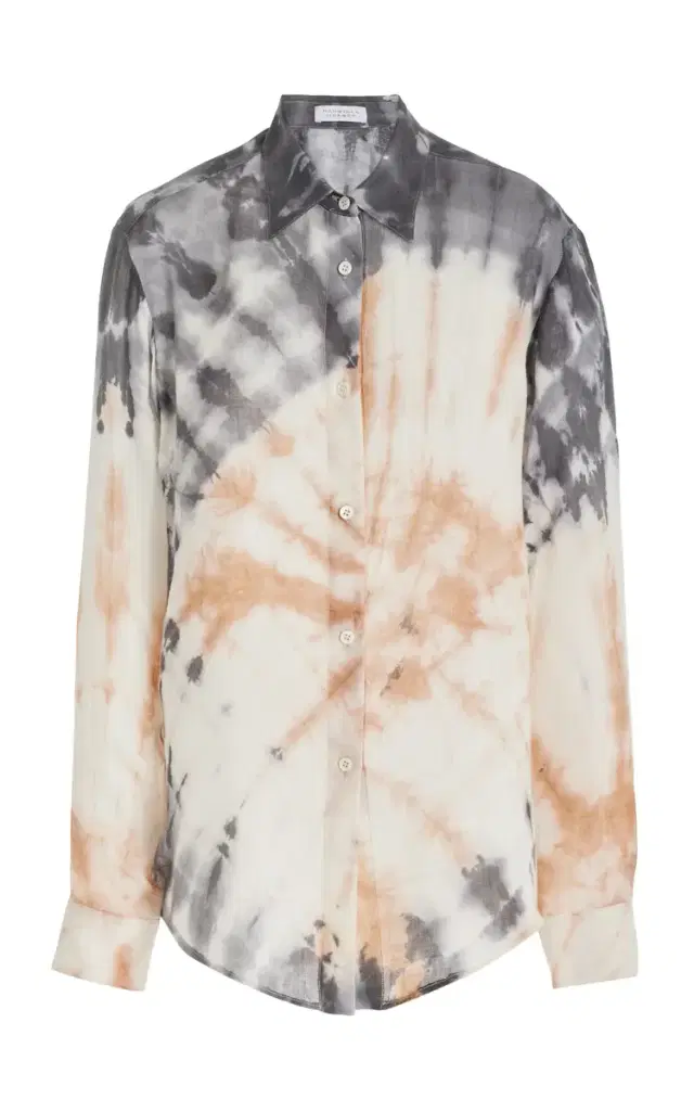 Ferrara Shirt in Camel Multi Tie Dye Cashmere Silk Gauze