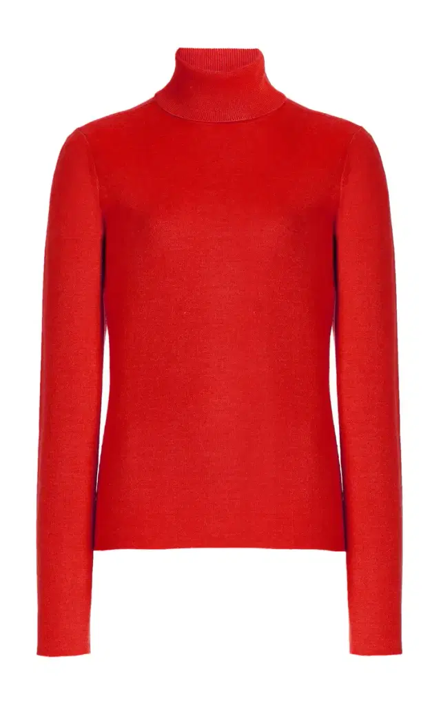 May Knit Turtleneck in Red Topaz Merino Wool Cashmere