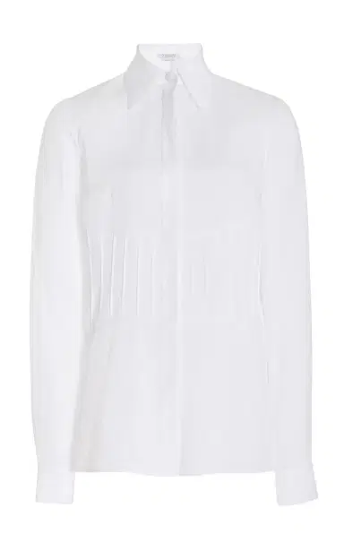GABRIELA HEARST Duff Top in White Aloe Linen | Thumbnail 1 GABRIELA HEARST Duff Top in White Aloe Linen | Thumbnail 1
