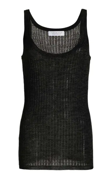 GABRIELA HEARST Nevin Pointelle Knit Tank Top in Black Cashmere Silk | Thumbnail 1