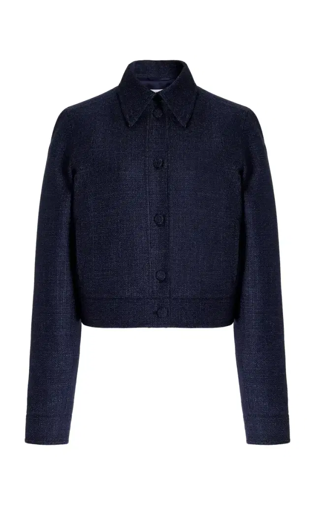 Thereza Jacket in Dark Navy Virgin Wool Silk Tweed