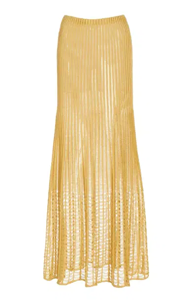Gabriela Hearst Althea Knit Skirt in Gold Shappe Silk | Thumbnail 1 Gabriela Hearst Althea Knit Skirt in Gold Shappe Silk | Thumbnail 1