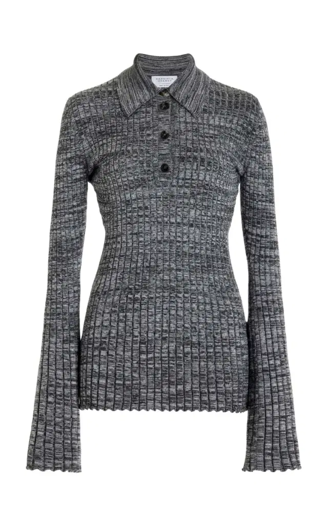 Alam Knit Polo in Charcoal Melange Cashmere