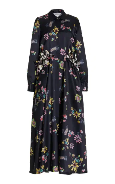 Gabriela Hearst Clive Shirtdress in Dark Navy Multi Printed Silk | Thumbnail 1 Gabriela Hearst Clive Shirtdress in Dark Navy Multi Printed Silk | Thumbnail 1