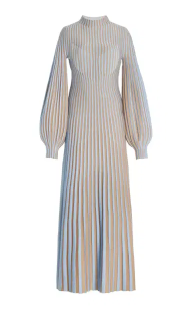 Gabriela Hearst Lee Knit Dress in Light Blue & Camel Cashmere Silk | Thumbnail 1 Gabriela Hearst Lee Knit Dress in Light Blue & Camel Cashmere Silk | Thumbnail 1