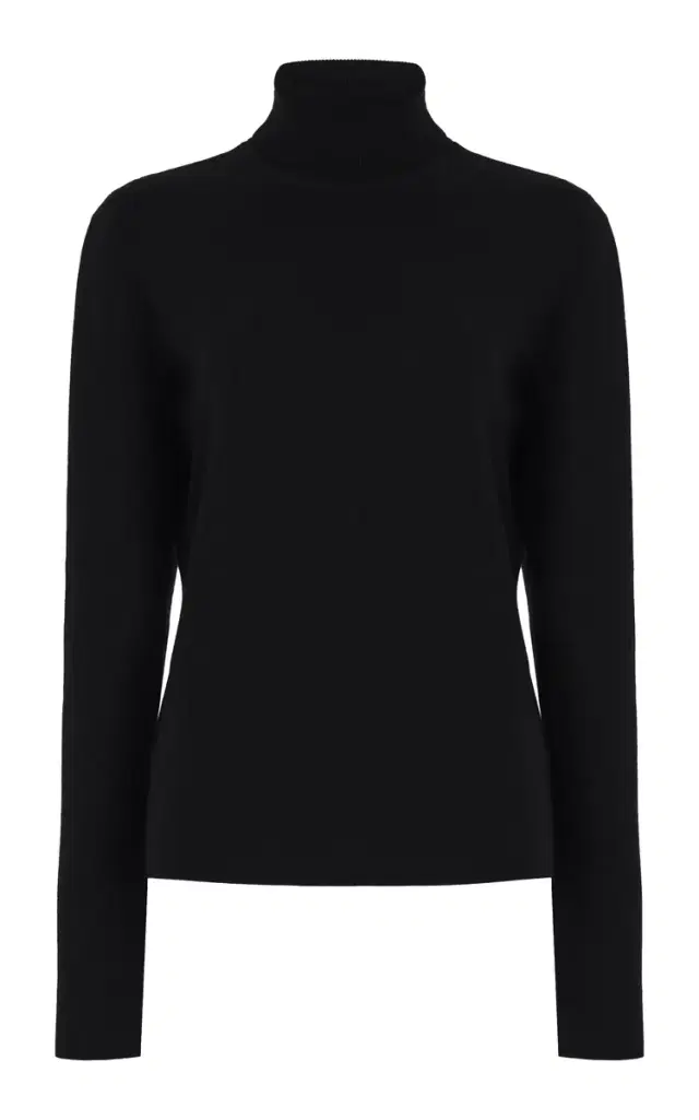 May Knit Turtleneck in Black Merino Wool Cashmere