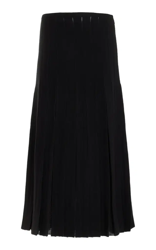 Del Knit Pleated Skirt in Black Wool