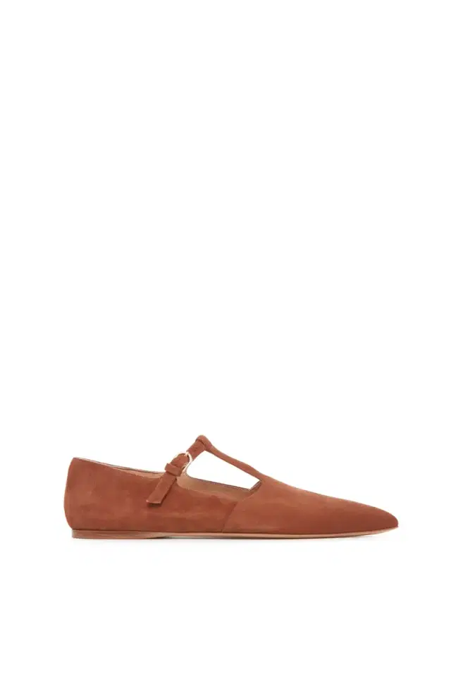 Lola Ballerina Flat in Cognac Suede