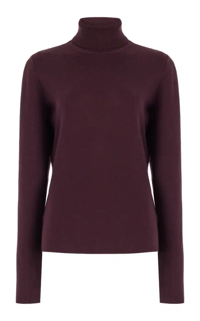 May Knit Turtleneck in Deep Bordeaux Merino Wool Cashmere