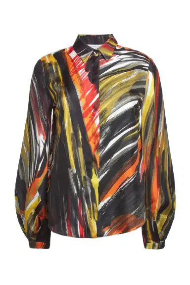 Gabriela Hearst Delmer Top in Multi Printed Silk | Thumbnail 1