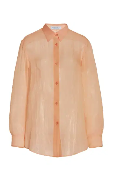 Gabriela Hearst Ferrara Shirt in Fluorescent Orange Cashmere Silk Gauze | Thumbnail 1 Gabriela Hearst Ferrara Shirt in Fluorescent Orange Cashmere Silk Gauze | Thumbnail 1