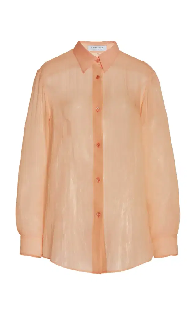 Ferrara Shirt in Fluorescent Orange Cashmere Silk Gauze Ferrara Shirt in Fluorescent Orange Cashmere Silk Gauze