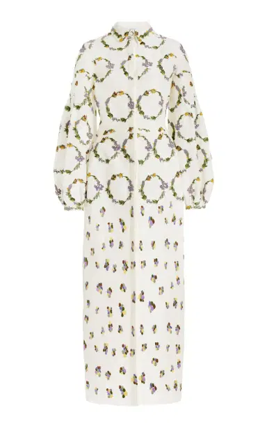 Gabriela Hearst Mauri Embroidered Shirtdress in Linen Silk | Thumbnail 1 Gabriela Hearst Mauri Embroidered Shirtdress in Linen Silk | Thumbnail 1