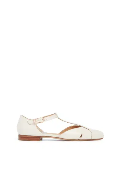 Gabriela Hearst Harlow Ballerina Flat in Cream Leather | Thumbnail 1