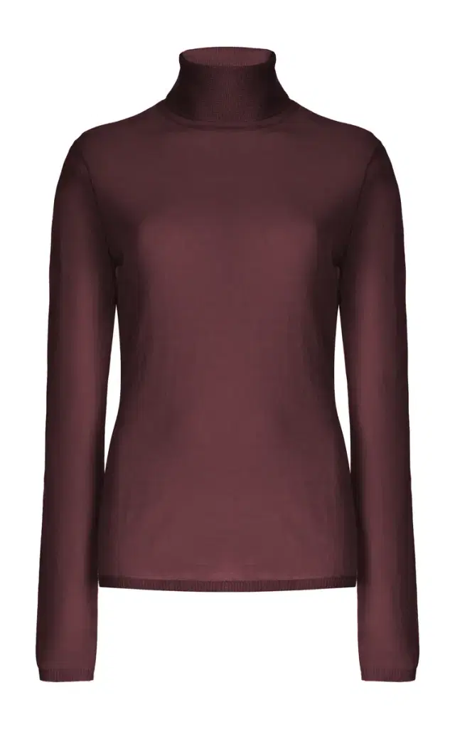 Costa Knit Turtleneck in Deep Bordeaux Cashmere Silk