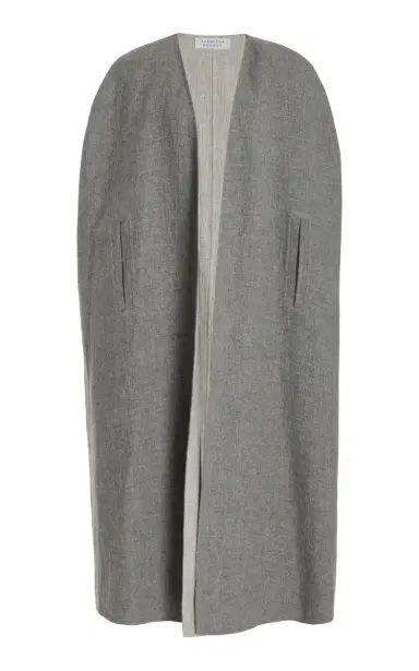 GABRIELA HEARST Lindlow Cape in Light Grey Melange Cashmere Linen | Thumbnail 1 GABRIELA HEARST Lindlow Cape in Light Grey Melange Cashmere Linen | Thumbnail 1