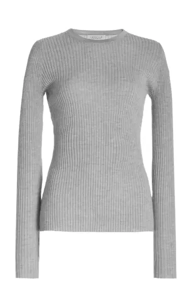 Gabriela Hearst Browning Knit Sweater in Heather Grey Cashmere Silk | Thumbnail 1 Gabriela Hearst Browning Knit Sweater in Heather Grey Cashmere Silk | Thumbnail 1