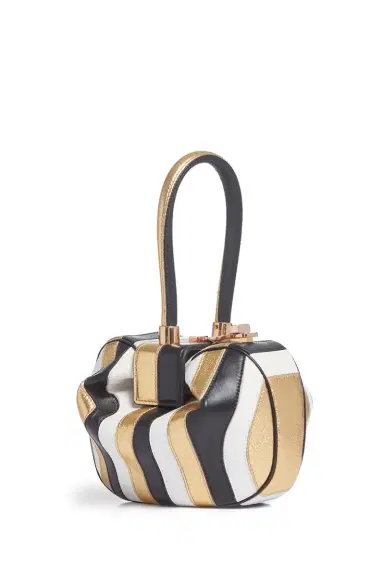Gabriela Hearst Nina Bag in Gold, Black & Stripes Nappa Leather | Thumbnail 1 Gabriela Hearst Nina Bag in Gold, Black & Stripes Nappa Leather | Thumbnail 1