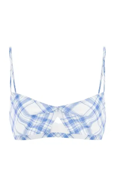 Gabriela Hearst Gaia Bralette in Blue Check Upcycled Cotton | Thumbnail 1