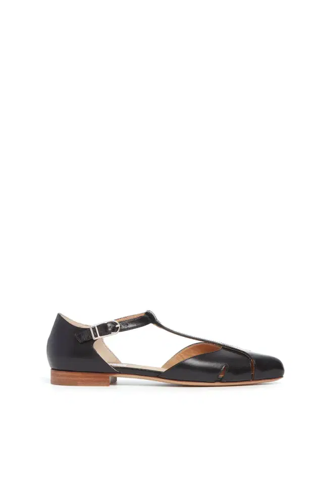 Harlow Ballerina Flat in Black Leather