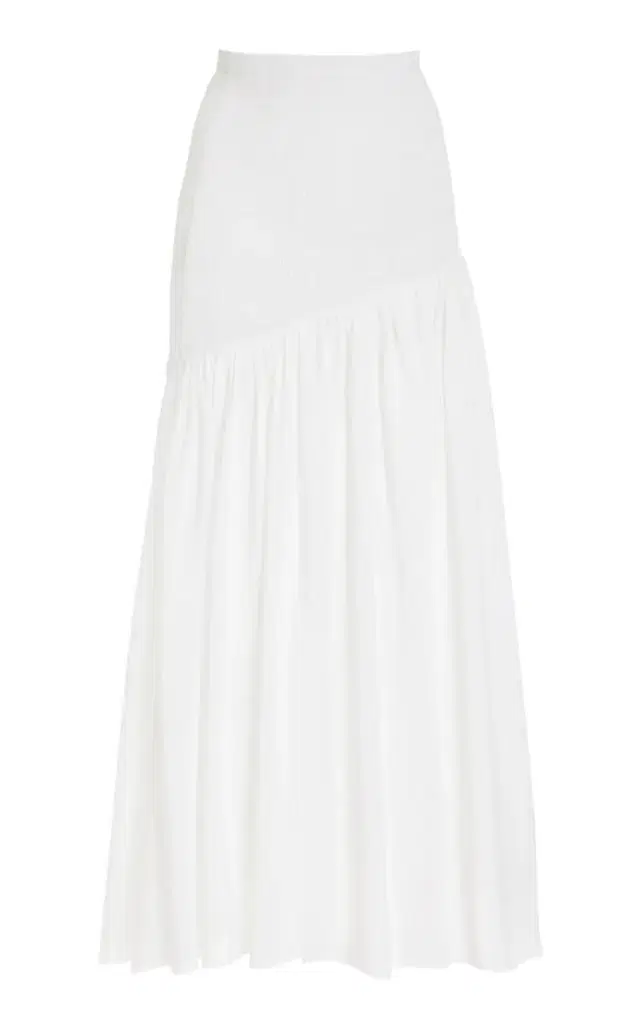 Maxwell Shirred Skirt in  Linen Silk Gauze