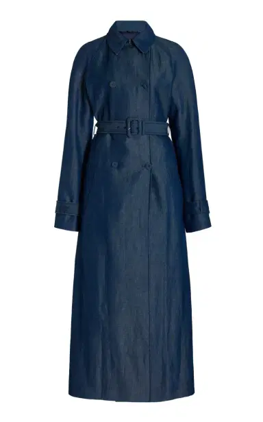 GABRIELA HEARST Braden Trench Coat in Deep Fluorite Blue Virgin Wool Linen Twill | Thumbnail 1 GABRIELA HEARST Braden Trench Coat in Deep Fluorite Blue Virgin Wool Linen Twill | Thumbnail 1