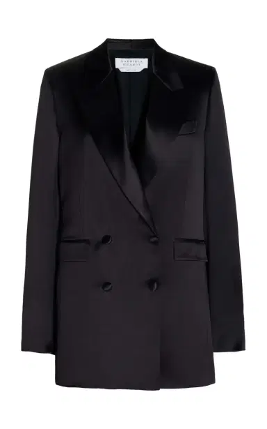 Gabriela Hearst Elmore Blazer in Black Silk | Thumbnail 1 Gabriela Hearst Elmore Blazer in Black Silk | Thumbnail 1