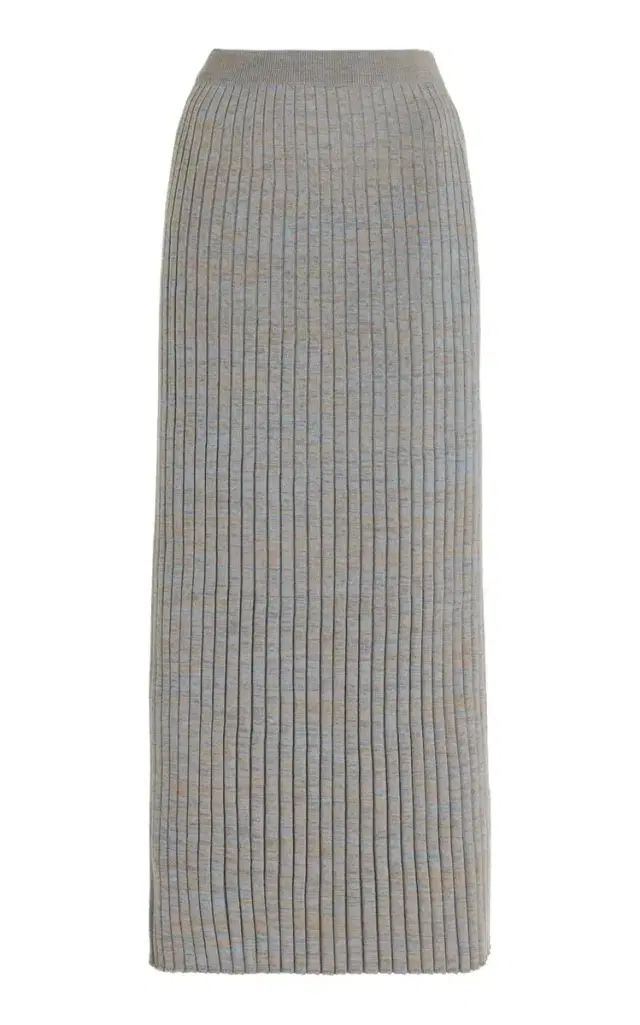 Conti Knit Skirt in Light Blue Melange Cashmere