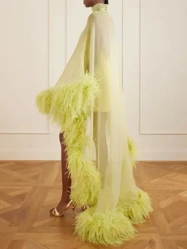 Taller Marmo Daisy Feather-trimmed Crepe Kaftan | Thumbnail 3 Taller Marmo Daisy Feather-trimmed Crepe Kaftan | Thumbnail 3