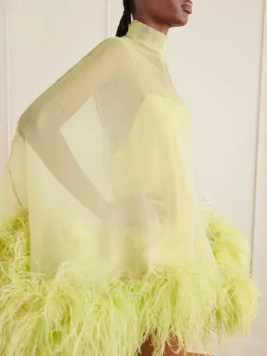 Taller Marmo Daisy Feather-trimmed Crepe Kaftan | Thumbnail 4 Taller Marmo Daisy Feather-trimmed Crepe Kaftan | Thumbnail 4
