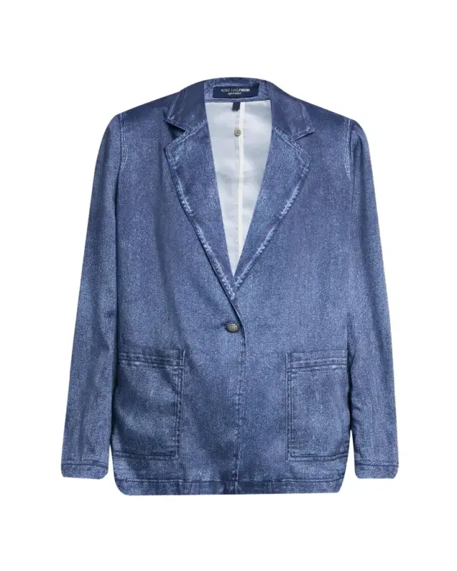 Veronica Denim-Print Satin Jacket