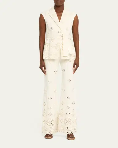 Veronica Beard Townes Eyelet Twill Vest | Thumbnail 2 Veronica Beard Townes Eyelet Twill Vest | Thumbnail 2