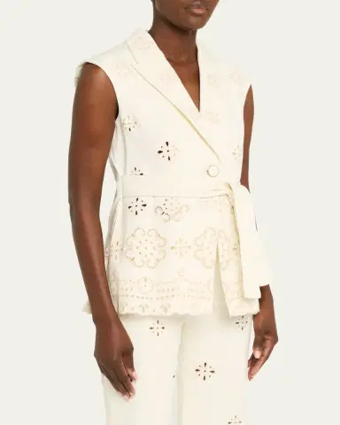 Veronica Beard Townes Eyelet Twill Vest | Thumbnail 4 Veronica Beard Townes Eyelet Twill Vest | Thumbnail 4