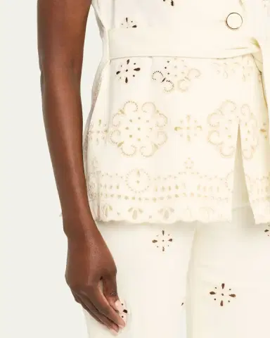 Veronica Beard Townes Eyelet Twill Vest | Thumbnail 5 Veronica Beard Townes Eyelet Twill Vest | Thumbnail 5