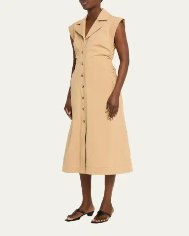 Veronica Beard Orla Button-Front Midi Shirtdress | Thumbnail 4