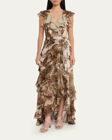 Kobi Halperin Elanor Botanical-Print Ruffle Wrap Maxi Dress | Thumbnail 2