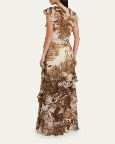 Kobi Halperin Elanor Botanical-Print Ruffle Wrap Maxi Dress | Thumbnail 3