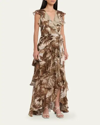Kobi Halperin Elanor Botanical-Print Ruffle Wrap Maxi Dress | Thumbnail 4