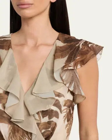 Kobi Halperin Elanor Botanical-Print Ruffle Wrap Maxi Dress | Thumbnail 5