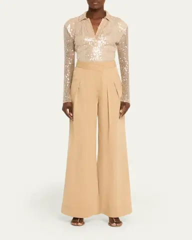 Veronica Beard Heron Pleated Wide-Leg Pants | Thumbnail 2 Veronica Beard Heron Pleated Wide-Leg Pants | Thumbnail 2